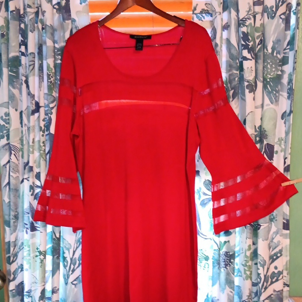 Ashley Stewart Vibrant Red Long Sleeve Dress